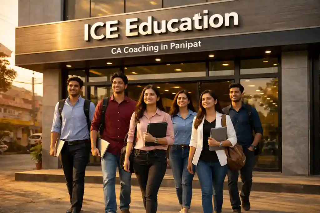 Students entering ICE Education building for the best CA coaching in Panipat.